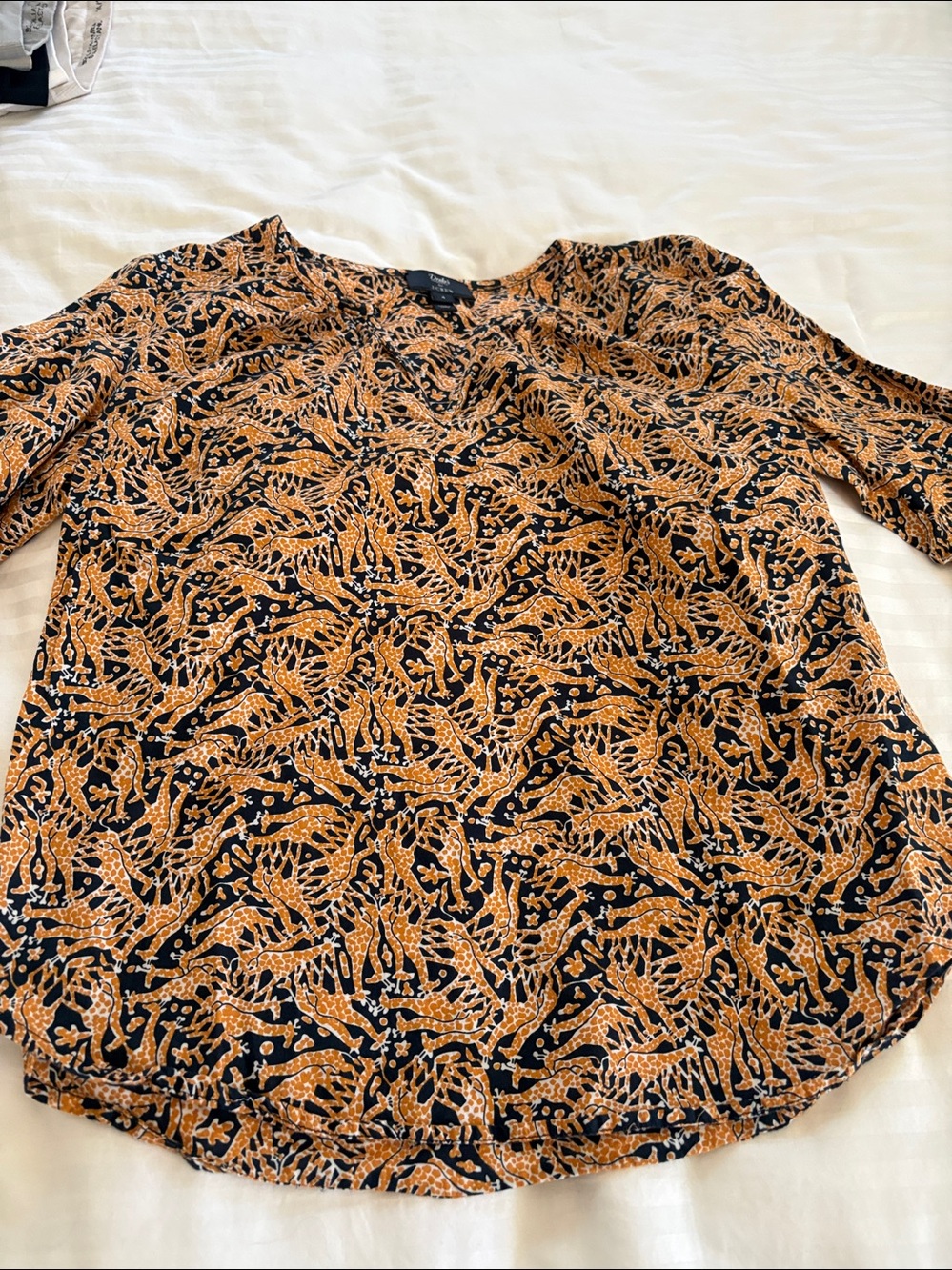 J. Crew Drake's London Giraffe Print 100% Cotton Lightweight Top,